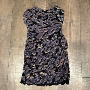 Guess mini ruched purple/black dress S